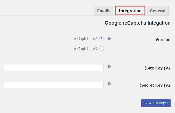 تب Integation از تنظیمات افزونه User Registration